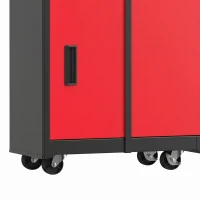 HOMCOM Carro de Herramientas con Ruedas 3 en 1 con 5 Cajones y Armario Inferior Paneles Perforados y Cerradura Negro y Rojo(m-15)