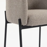 HOMCOM Fauteuil Salon, Fauteuil d'Appoint Rembourré en Chenille avec Dossier Courbé et Accoudoirs, Pieds en Métal, Marron Clair(m-13)