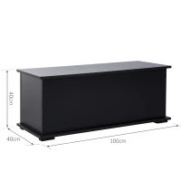 HOMCOM Cassapanca contenitore cassapanca per giocattoli grande capacità cerniera di sicurezza in legno 100 x 40 x 40 cm nero(m-3)