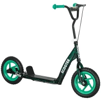 AIYAPLAY Trottinette patinette scooter enfant grandes roues de 6 à 12 ans hauteur réglable frein arrière béquille vert(m-11)