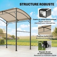 Outsunny Abri pour Barbecue, Tonnelle de Jardin 215 x 150 x 220 cm en Métal avec Crochets pour Terrasse, Jardin, Cour, Beige(m-6)
