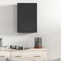 kleankin Wand-Medizinschrank, Badezimmerschrank mit 3 Regalböden, 2 Schlüsseln, 40 x 18 x 60 cm, Schwarz(m-8)