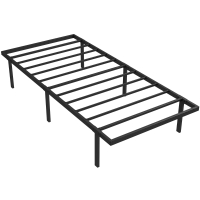 HOMCOM Bettgestell, 90 x 200 cm Metallbett mit Stauraum unter dem Bett, Metallgestell mit Lattenrost, kein Boxspring nötig
