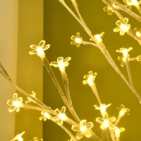 HOMCOM Kunstboom, Kunstberk met 180 LEDs, 3 Helderheidsniveaus, Warm Wit, Realistische Schors, 21,5 x 21,5 x 180 cm(m-8)