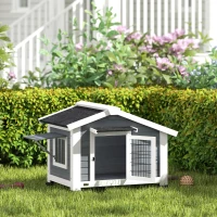 PawHut Niche pour Chien Extérieur Abri Jardin Surélevé Plancher Amovible Auvent de Porte et Toit Imperméable 98x76x69,5cm Gris(m-2)