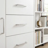HOMCOM Caisson bureau meuble de rangement verrouillable avec 3 tiroirs et étagère réglable, roulettes, 40 x 60 x 56 cm, blanc(m-14)