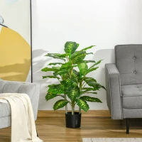 HOMCOM Kunstplant, Kunststof Plant, Cementpot, Indoor en Outdoor, 95 cm, Groen(m-2)