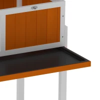 PawHut Houten schildpaddenhuis met hoofdruimte, zichtvenster, deksel, 104 x 53 x 82 cm, wit/oranje(m-11)
