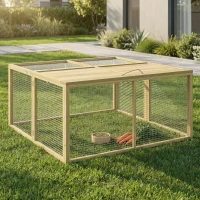 PawHut Cercado para Coelho Exterior Gaiola Interna Dobrável Teto Abrível Total Alça 1,44 m² 120x120x57cm Natural(m-2)