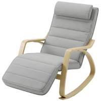 HOMCOM Schaukelstuhl mit Massage, Heizung, Kopfstütze & Fußstütze, Samtbezug, Relaxsessel, Hellgrau(m-11)