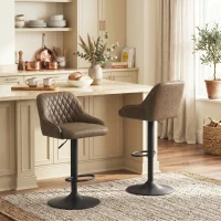 HOMCOM 2er-Set Barhocker, hohe Küchenhocker mit drehbarem Sitz und höhenverstellbar, Dunkelbraun(m-4)
