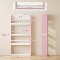 AIYAPLAY Libreria Montessoriana per Bambini 3-6 Anni con Tema Zucchero Filato, 4 Ripiani in Legno, per Cameretta, Rosa(m-3)