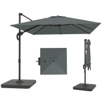 Outsunny Alu Ampelschirm  Ø244cm Sonnenschirm mit Kurbel Ständer Wasserabweisend 360° drehbar Dunkelgrau(m-11)