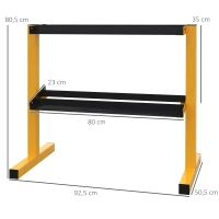 SPORTNOW Hantelablage für Kurzhanteln, bis 270 kg, 2 Ablagen, Stahlrahmen, gelb, 92,5 x 50,5 x 80,5 cm(m-3)