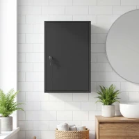 kleankin Wand-Medizinschrank, Badezimmerschrank mit 3 Regalböden, 2 Schlüsseln, 40 x 18 x 60 cm, Schwarz(m-9)