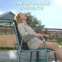 Outsunny Lot de 6 Chaises de Jardin Extérieures, Chaise de Salle à Manger Empilables avec Accoudoirs, 51x69x87cm, Noir(m-5)