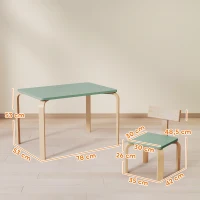 AIYAPLAY Table enfant avec chaises, lot table et 2 chaises enfant en bois pour dessiner, jouer, étudier, 78x53x53cm, vert(m-3)