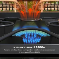 Outsunny Réchaud 2 brûleurs au propane portable 92000 BTU/h avec 2 pieds amovibles pour extérieur, camping, métal moulé(m-4)