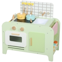 AIYAPLAY Conjunto de cozinha infantil, MDF, 15 acessórios, armários, 40 cm, a partir de 3 anos, Verde