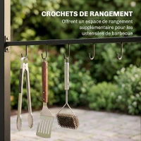 Outsunny Abri pour Barbecue, Tonnelle de Jardin 215 x 150 x 220 cm en Métal avec Crochets pour Terrasse, Jardin, Cour, Beige(m-5)