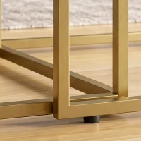 HOMCOM 2 Mesas de Centro Cuadradas Mesas Nido Modernas con Tablero de Vidrio Templado y Estructura Metálica 75x75x42 cm Dorado(m-13)