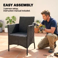 Outsunny Salon de jardin extérieur 4 personnes en résine tressée avec canapés et table basse en verre trempé coussins inclus gris(m-8)
