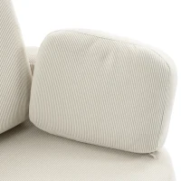HOMCOM Fauteuil met opbergpoef, cordbekleding, omsluitende leesstoel met verstelbare hoofdsteun, brede zitting, crèmewit(m-11)