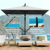 Outsunny Zweefparasol Ø260 cm met UV-bescherming 50 waterafstotend, met standaard, Grijs(m-4)