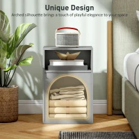HOMCOM Bedside Table with 2 Open Compartments - Grey(m-4)
