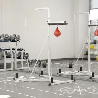 HOMCOM Suporte para saco de pancadas em pé autoportante 2 em 1 com pera de velocidade 156 x 115 x 224 cm branco(m-2)