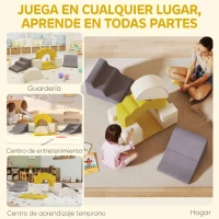 AIYAPLAY Juego de 7 Bloques de Espuma para Niños Bloques de Psicomotricidad con Base Antideslizante para 0,5-3 Años Amarillo(m-8)