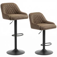 HOMCOM 2er-Set Barhocker, hohe Küchenhocker mit drehbarem Sitz und höhenverstellbar, Dunkelbraun(m-7)