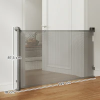 PawHut Barreira retrátil para cães largura 149 cm travamento automático - cinza(m-3)