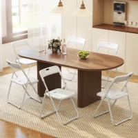 HOMCOM Lot de 6 chaises pliantes portables en plastique et acier, dossier incurvé, assise concave, 48,5 x 47 x 75 cm, blanc(m-2)