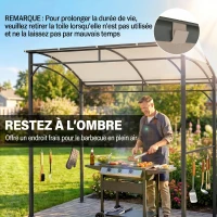 Outsunny Abri pour Barbecue, Tonnelle de Jardin 215 x 150 x 220 cm en Métal avec Crochets pour Terrasse, Jardin, Cour, Beige(m-4)