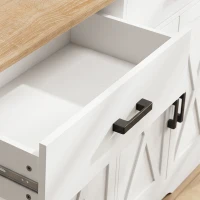 HOMCOM Aparador Buffet Armario de Cocina Estilo Granja de 140 cm con 2 Cajones y 2 Armarios Blanco(m-7)