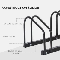 HOMCOM Suporte 5 bicicletas rack de bicicletas suporte de arrumação para pneu 65 mm dim. 145L x 33l x 27H cm aço preto(m-4)