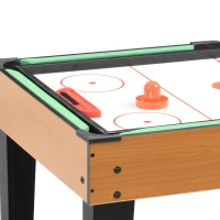 HOMCOM Mesa Multijuegos 4 en 1 con Futbolín Billar Hockey de Mesa y Ping-pong para Niños y Adultos 107x61x84,5 cm Natural(m-9)