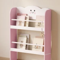 AIYAPLAY Libreria Montessoriana per Bambini 3-6 Anni con Tema Zucchero Filato, 4 Ripiani in Legno, per Cameretta, Rosa(m-9)