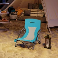 Outsunny Cadeira de praia dobrável cadeira de campismo dobrável leve saco de transporte porta-copos 58 x 55 x 62 cm azul(m-5)