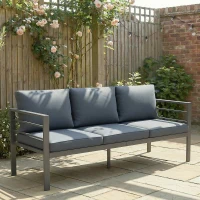 Outsunny Canapé de jardin 3 places avec coussins d'assise et dossier - canapé extérieur en aluminium 185L x 66l x 64H cm(m-2)