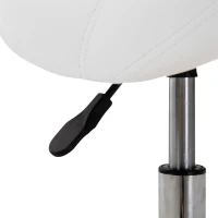 HOMCOM Height Adjustable Saddle Stool with Swivel Wheels, Faux Leather Salon Chair for Hairdressing, Beauty, Tattoo, White(m-9)