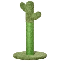 PawHut Arranhador para gato de interior em forma de cacto, árvore para gatos em sisal resistente com base, 40 x 40 x 65 cm, verde(m-7)