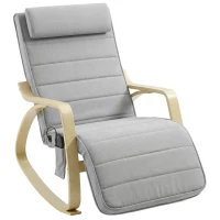 HOMCOM Schaukelstuhl mit Massage, Heizung, Kopfstütze & Fußstütze, Samtbezug, Relaxsessel, Hellgrau(m-1)