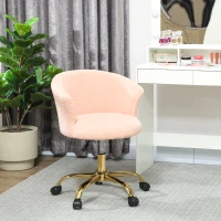 Vinsetto Cadeira de escritório, poltrona ergonómica ajustável em altura, assento giratório, base em aço, rosa(m-6)