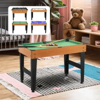 HOMCOM Mesa Multijuegos 4 en 1 con Futbolín Billar Hockey de Mesa y Ping-pong para Niños y Adultos 107x61x84,5 cm Natural(m-2)