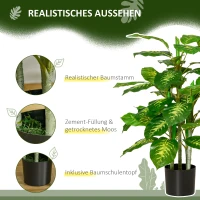 HOMCOM Kunstplant, Kunststof Plant, Cementpot, Indoor en Outdoor, 95 cm, Groen(m-5)
