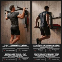 SPORTNOW Stazione 2 in 1 Da Parete per Trazioni E Dip, 200 Kg, Rosso(m-5)