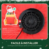 Outsunny Père Noël gonflable avec traîneau et rennes 240 cm 6 lumières LED décoration de Noël intérieure et extérieure rouge(m-5)