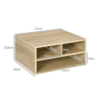 HOMCOM Organizador de mesa aspeto madeira com 3 compartimentos, suporte para impressora dim. 47L x 40l x 22,5H cm(m-3)